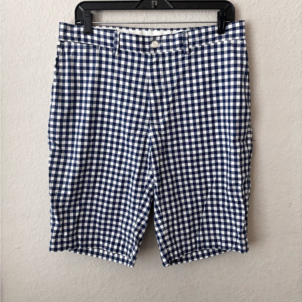 Polo by Ralph Lauren Navy and White Gingham Flat Front Shorts Size 34